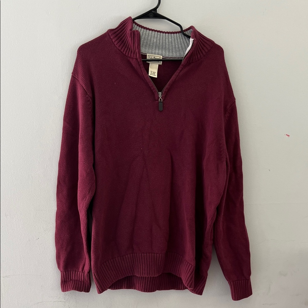 L.L. Bean Men's‎ Burgundy Zip-Up Sweater.   CAJA. #  3